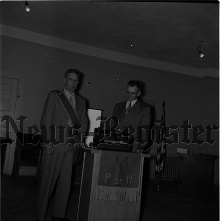 1953-2-19 Masonville grange meeting, Tim Toliver and Paul Youngman.jpeg